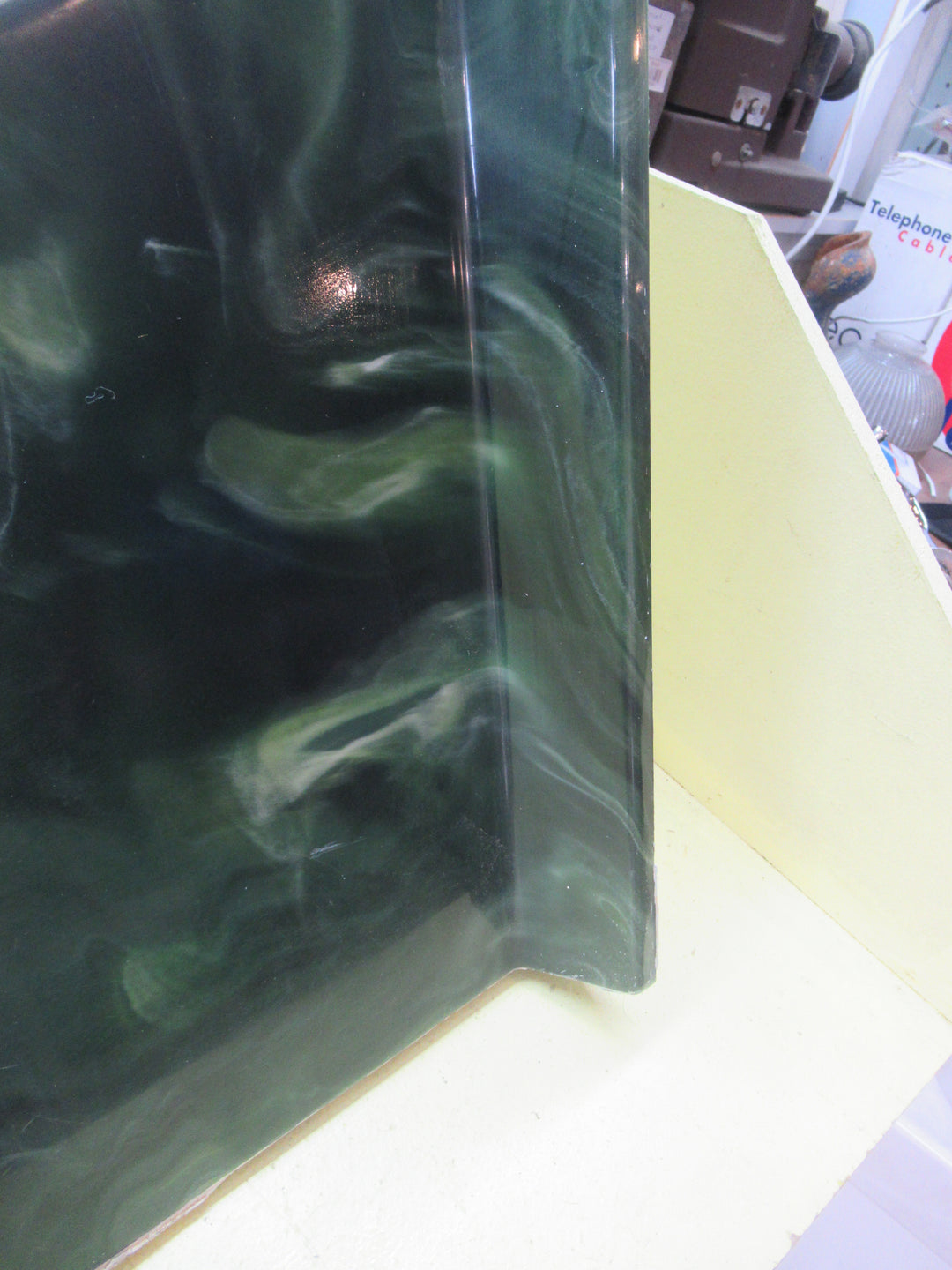 Green Marble Resin Vanity Top with Insert Basin and Tapware 260H x 915W x 500D/Back Board 70mm