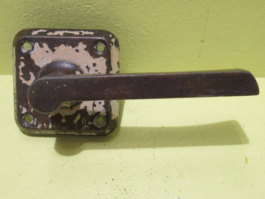 Art Deco Brass Lever Handle on Square Plate 57SQ/Lever 112L x 45H