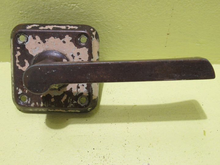 Art Deco Brass Lever Handle on Square Plate 57SQ/Lever 112L x 45H