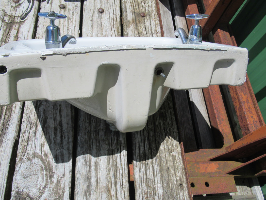 McSkimmings Modern Basin with Retro Taps 260H x 560W x 420D