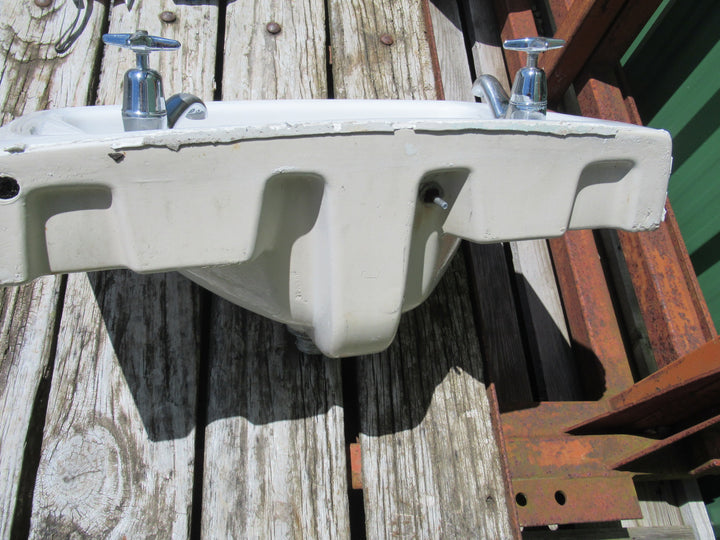 McSkimmings Modern Basin with Retro Taps 260H x 560W x 420D