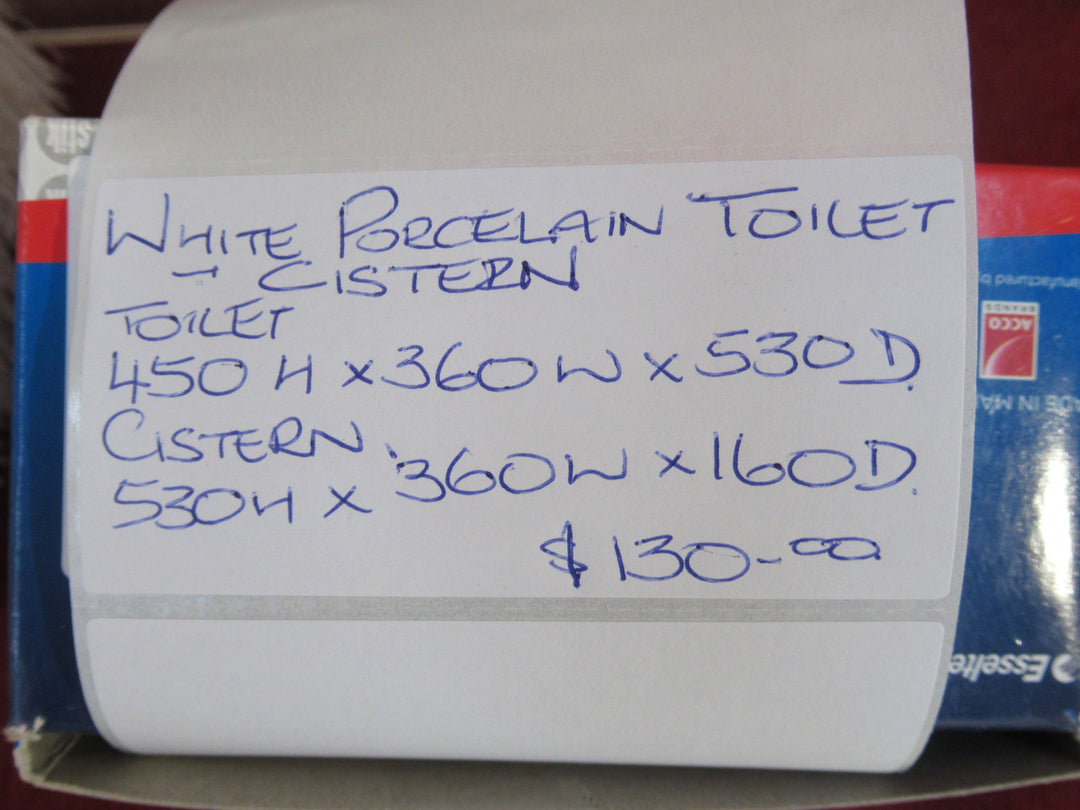 White Porcelain Toilet & Cistern 450H x 360W x 530D