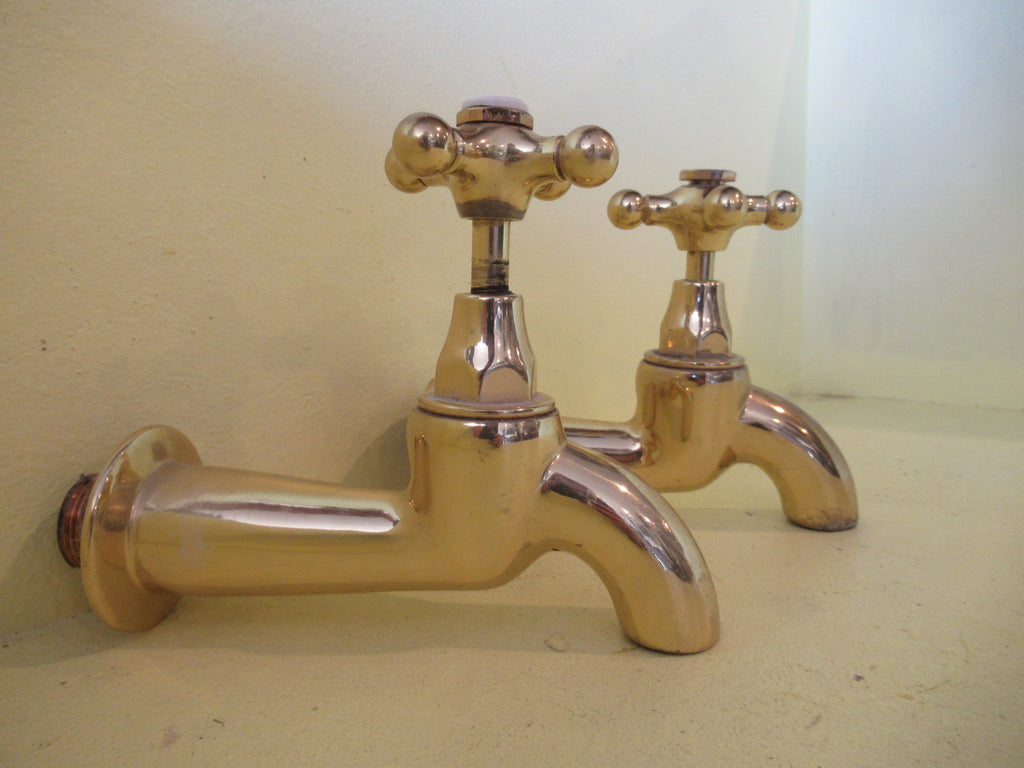 Polished  Brass Hot & Cold Bath Taps 155D x 120H x 55Dia(25mm Inlet)