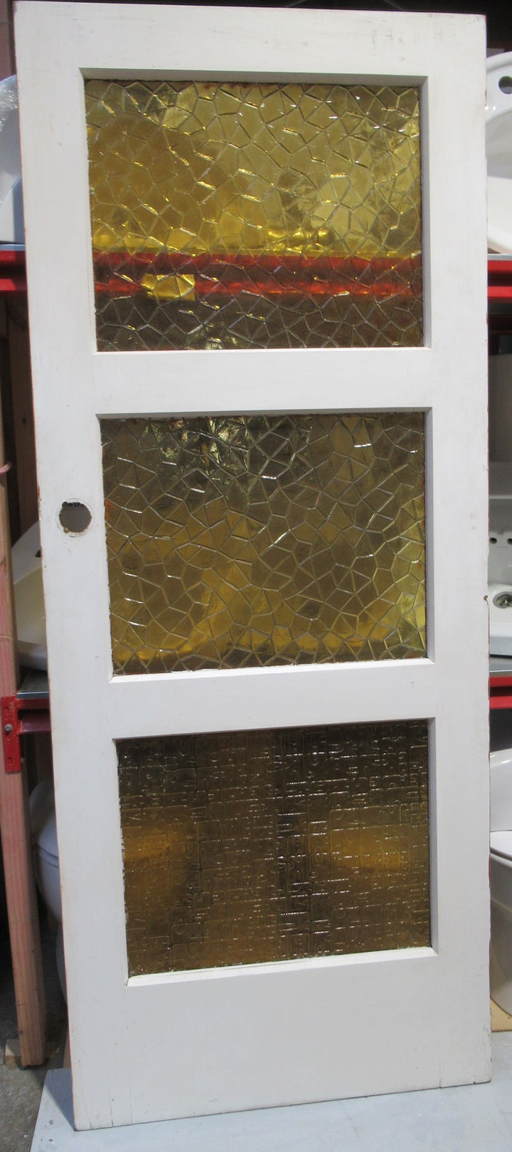 3 Lite Amber Glass Exterior Door   1975H x 805W x 40D