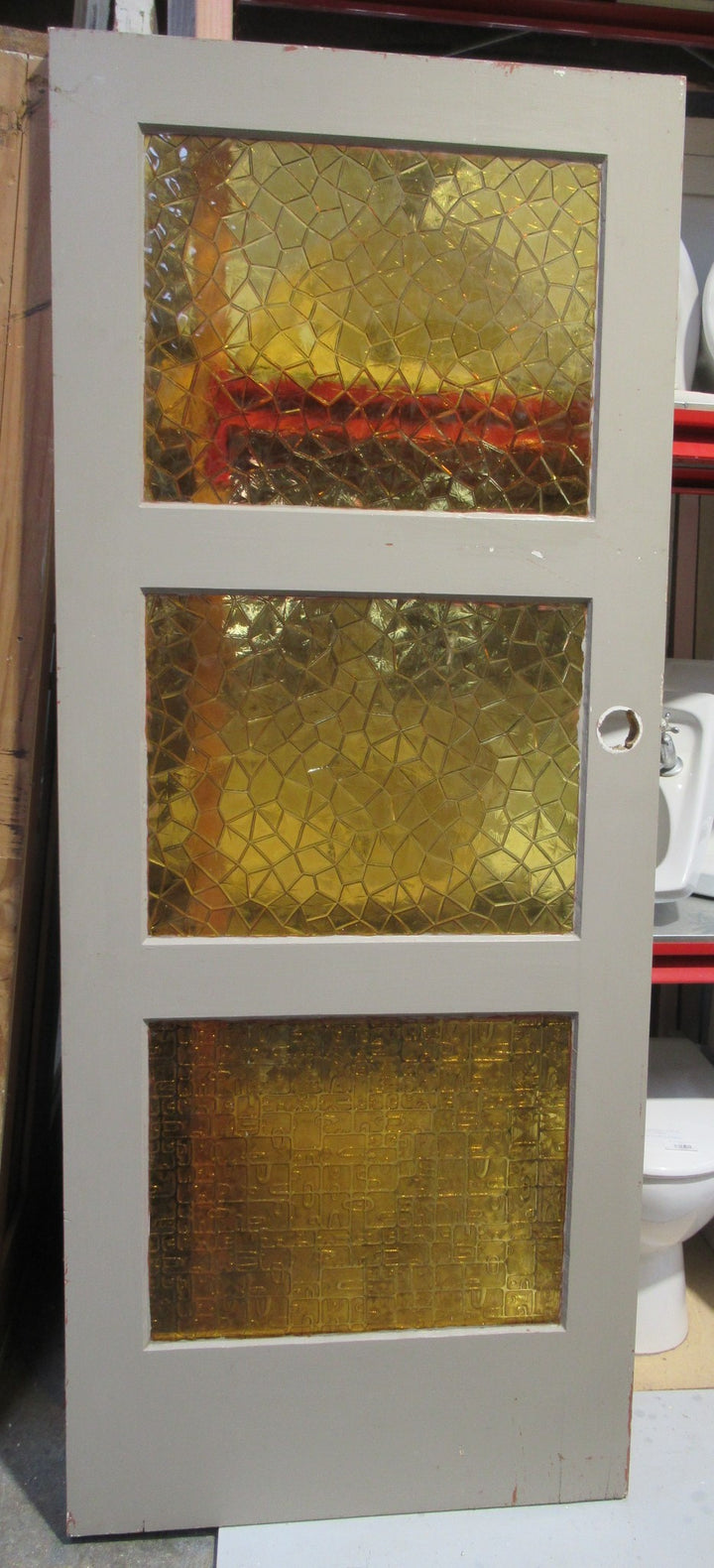 3 Lite Amber Glass Exterior Door   1975H x 805W x 40D