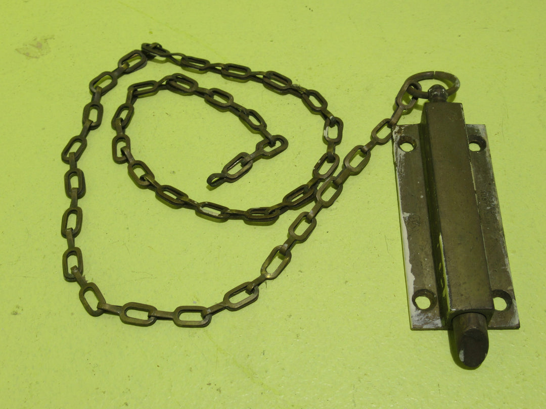 Vintage Brass Pull Slide Lock 100L x 32W x 12D/Chain 590L