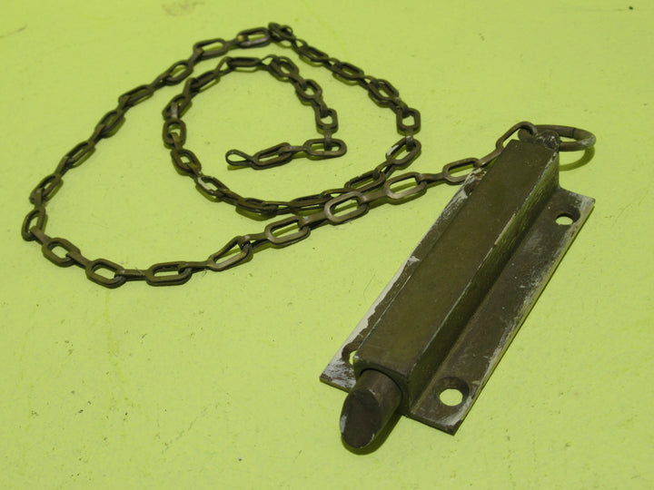 Vintage Brass Pull Slide Lock 100L x 32W x 12D/Chain 590L