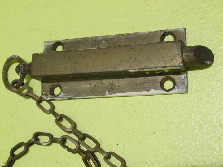 Vintage Brass Pull Slide Lock 100L x 32W x 12D/Chain 590L