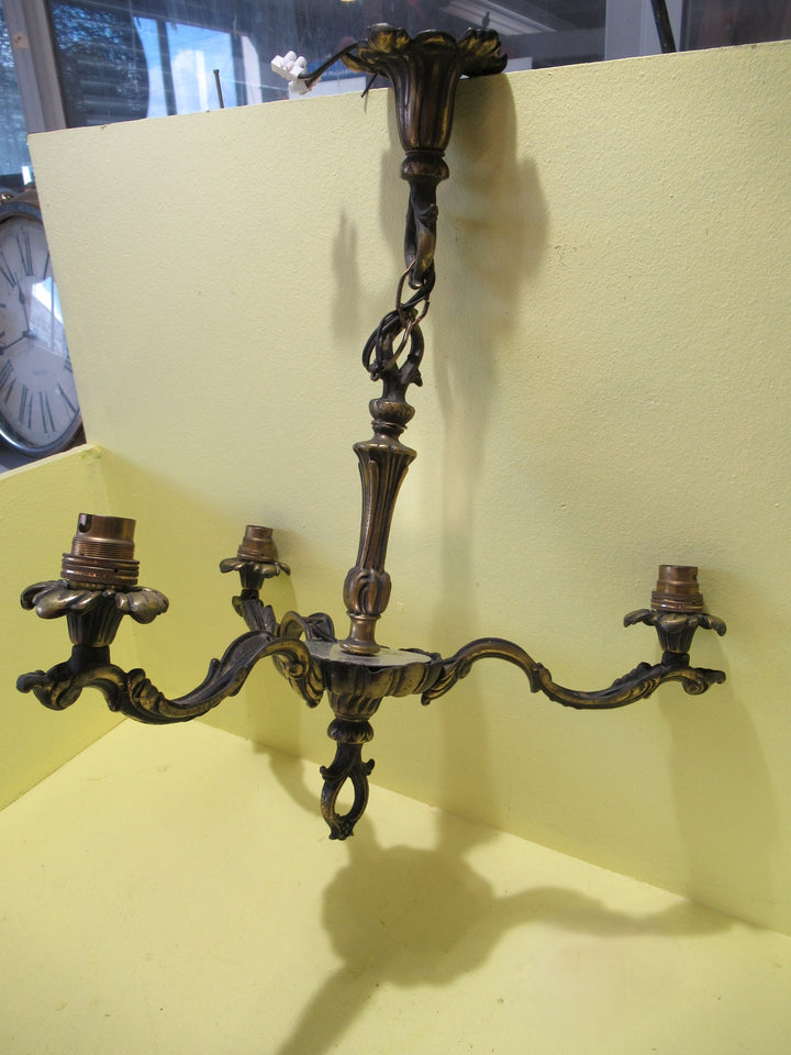 Vintage Brass 3 Arm Pendant Light 490H x 420W