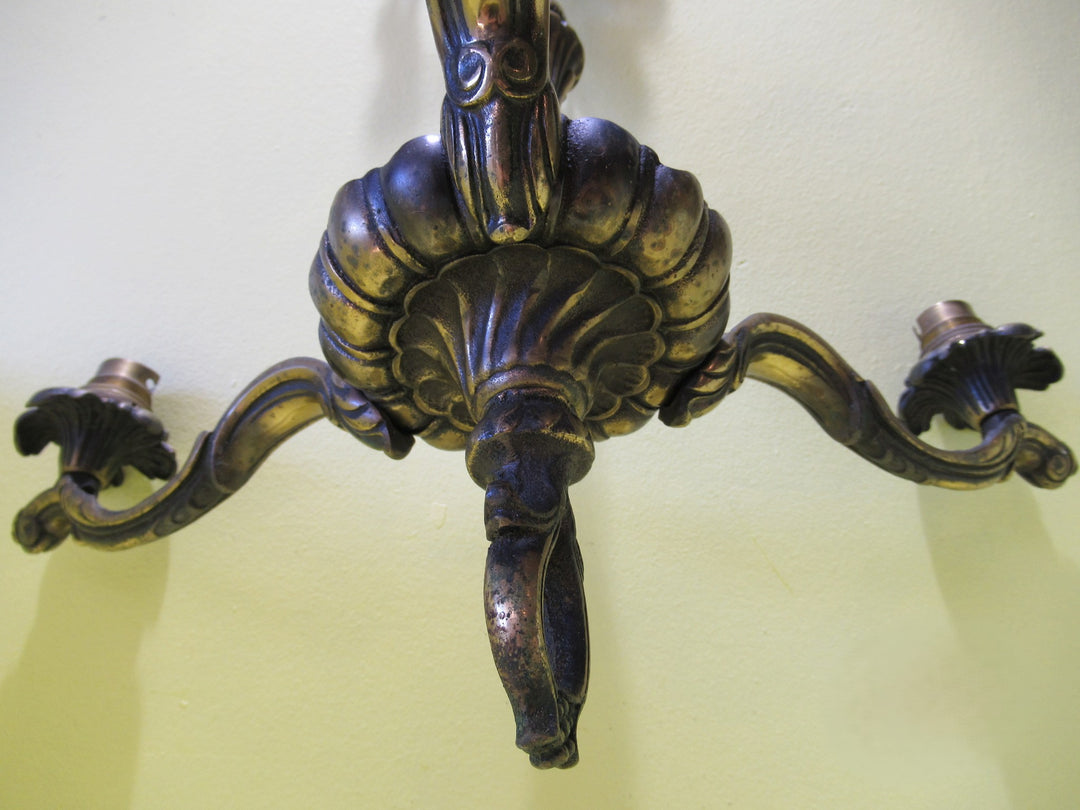 Vintage Brass 3 Arm Pendant Light 490H x 420W
