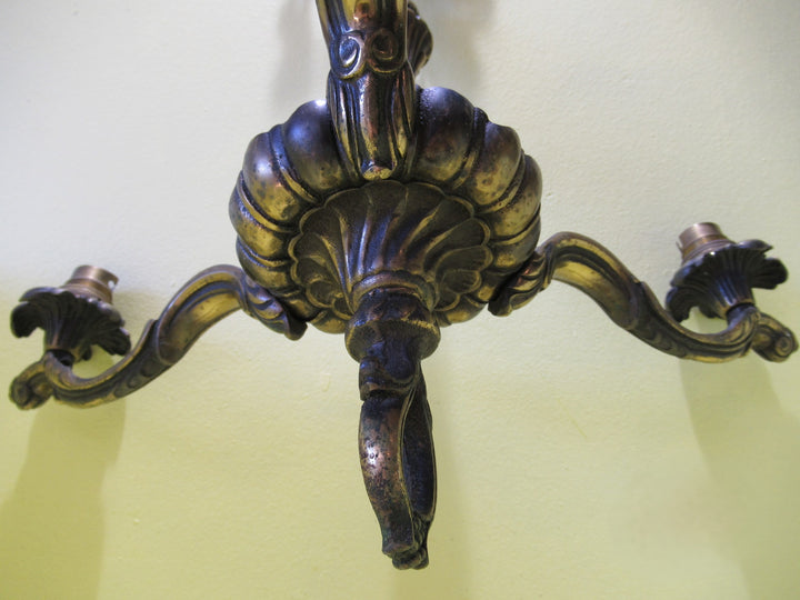Vintage Brass 3 Arm Pendant Light 490H x 420W