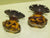 Gothic Style Amber Glass Pull Door Knob with Lacy Brass Plate 70H x 70W x 60D