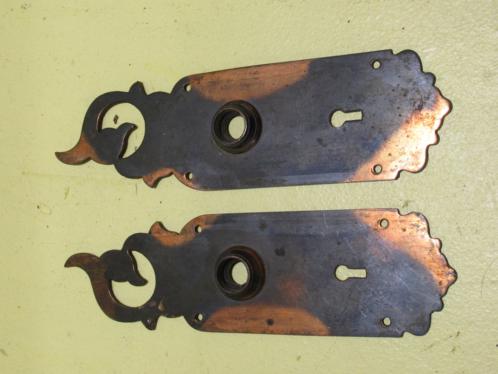 Gothic Twirl Stripped Antique Copper Door Plate 222L x 64W