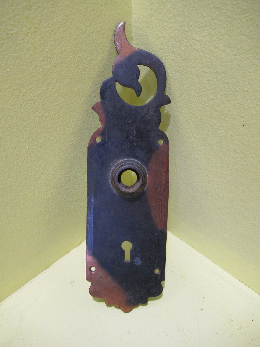 Gothic Twirl Stripped Antique Copper Door Plate 222L x 64W