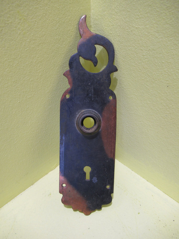 Gothic Twirl Stripped Antique Copper Door Plate 222L x 64W
