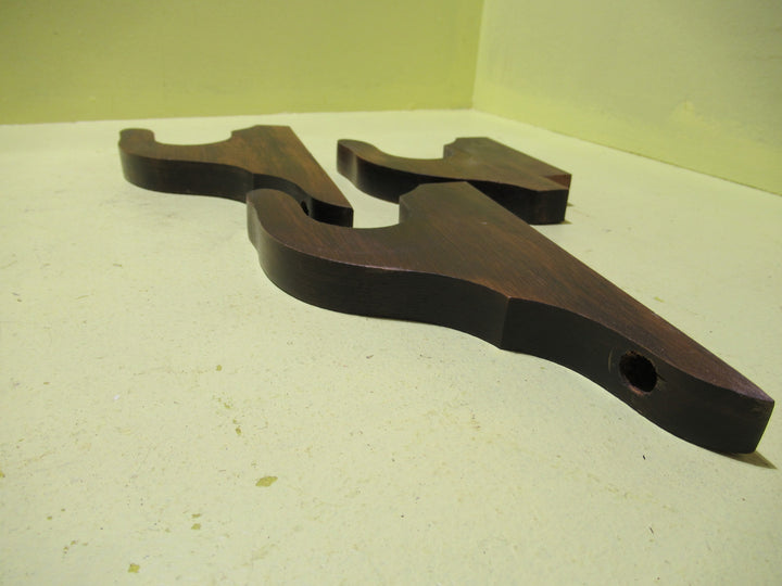 Wooden Mahognay Coloured Curtain Bracket (Set of 3) 132-192H x 18W x 111D