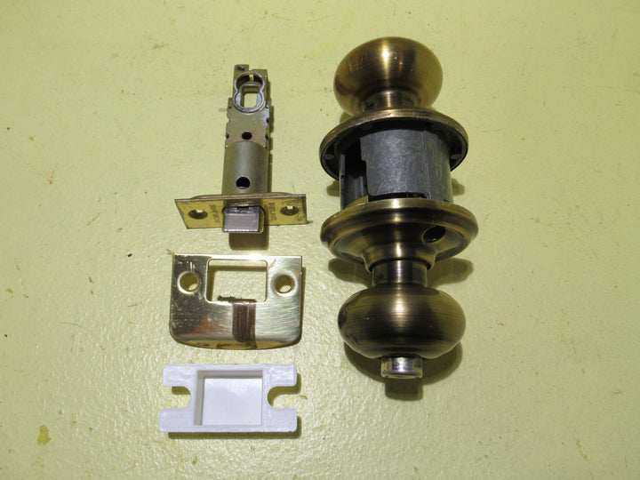 Antique Brass Effect Thumb Push Privacy Knob   50Dia/Plate 65Dia x 60H