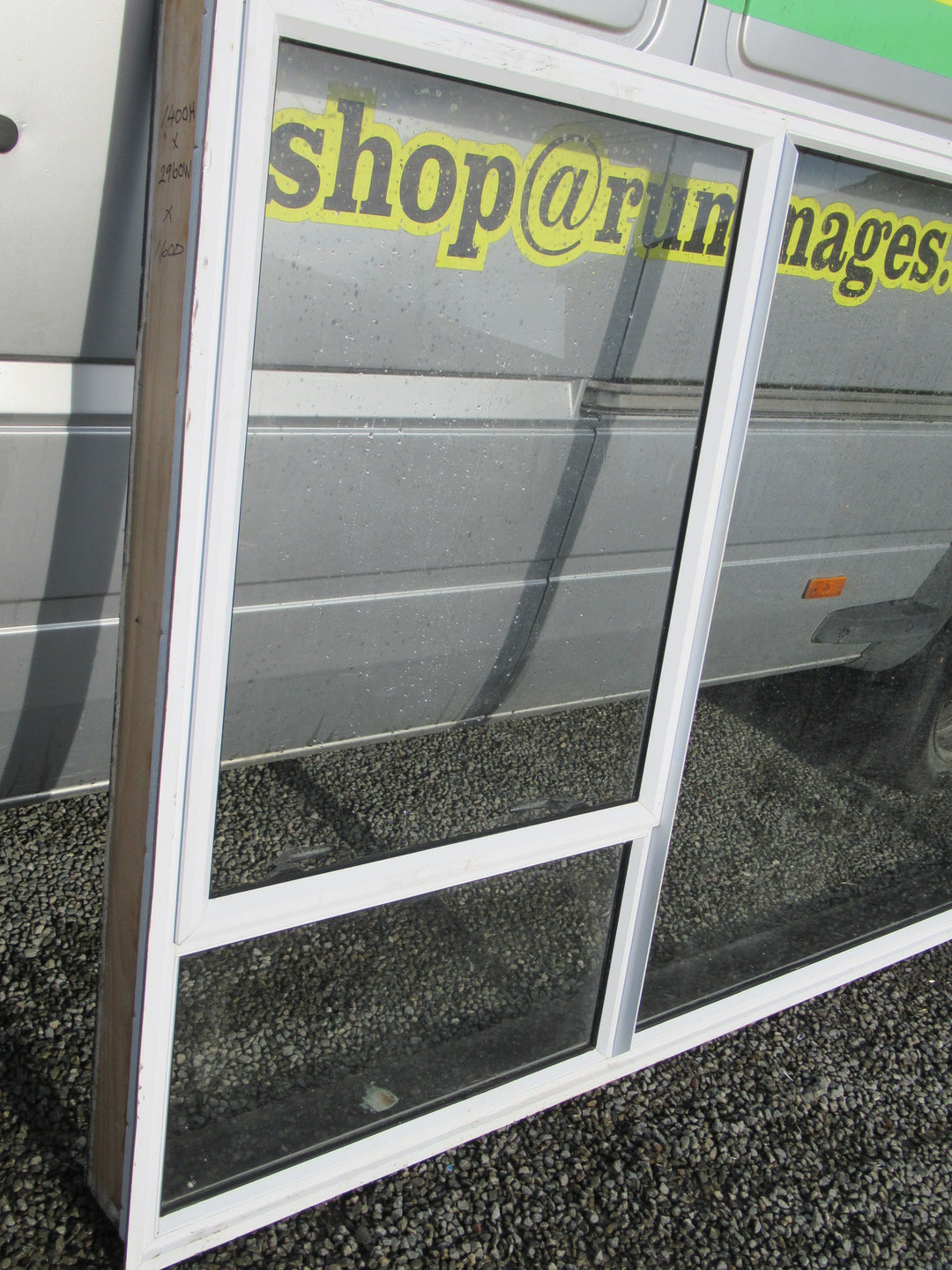 White Aluminium 5 Light Window with 2 Opening Window and Picture Window. 1400H x 2960W x 160D