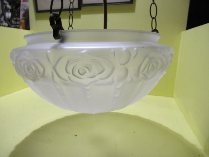Opaque Vintage Rose Bowl Shade with Antique Bronze Fitting 350D x 180H