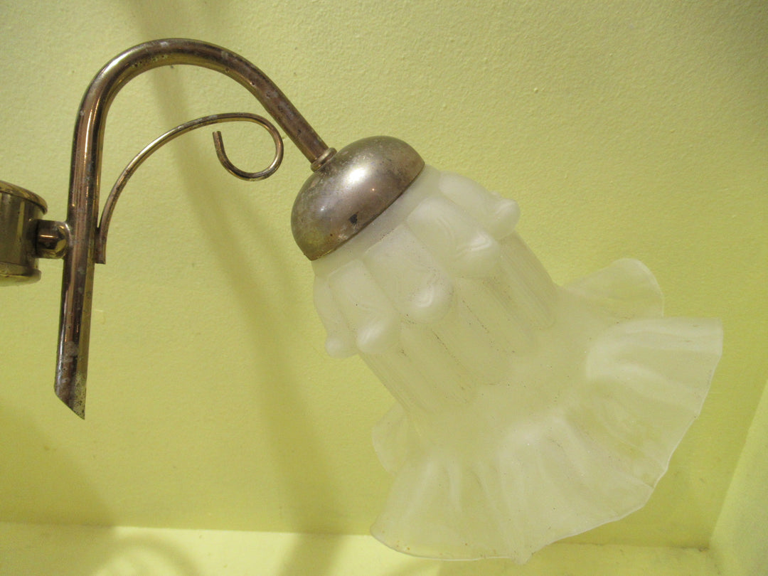Reproduction Brass 3 Lite Pendant Light with Frosted Petticoat Shades 470H x 550W x 450D