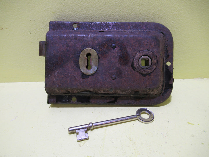 Vintage Rim Lock with Key 102H x 55L x 28D