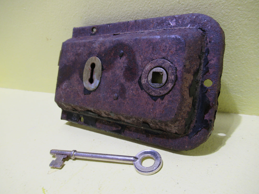 Vintage Rim Lock with Key 102H x 55L x 28D