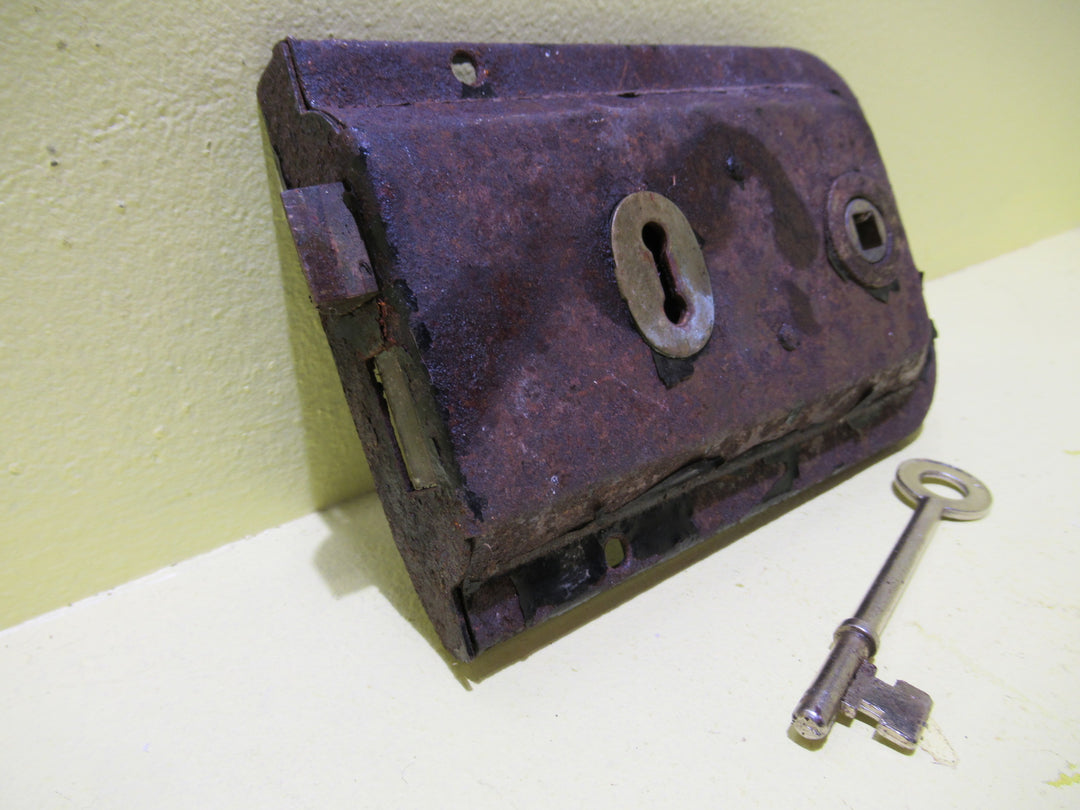 Vintage Rim Lock with Key 102H x 55L x 28D
