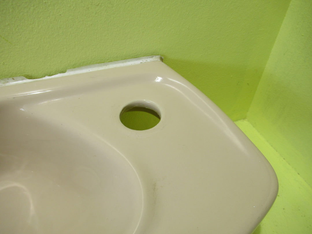 Pale Peach Narrow Toilet McSkimmings Wash Basin 125H x 52W x 22D