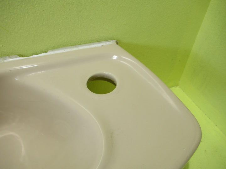 Pale Peach Narrow Toilet McSkimmings Wash Basin 125H x 52W x 22D