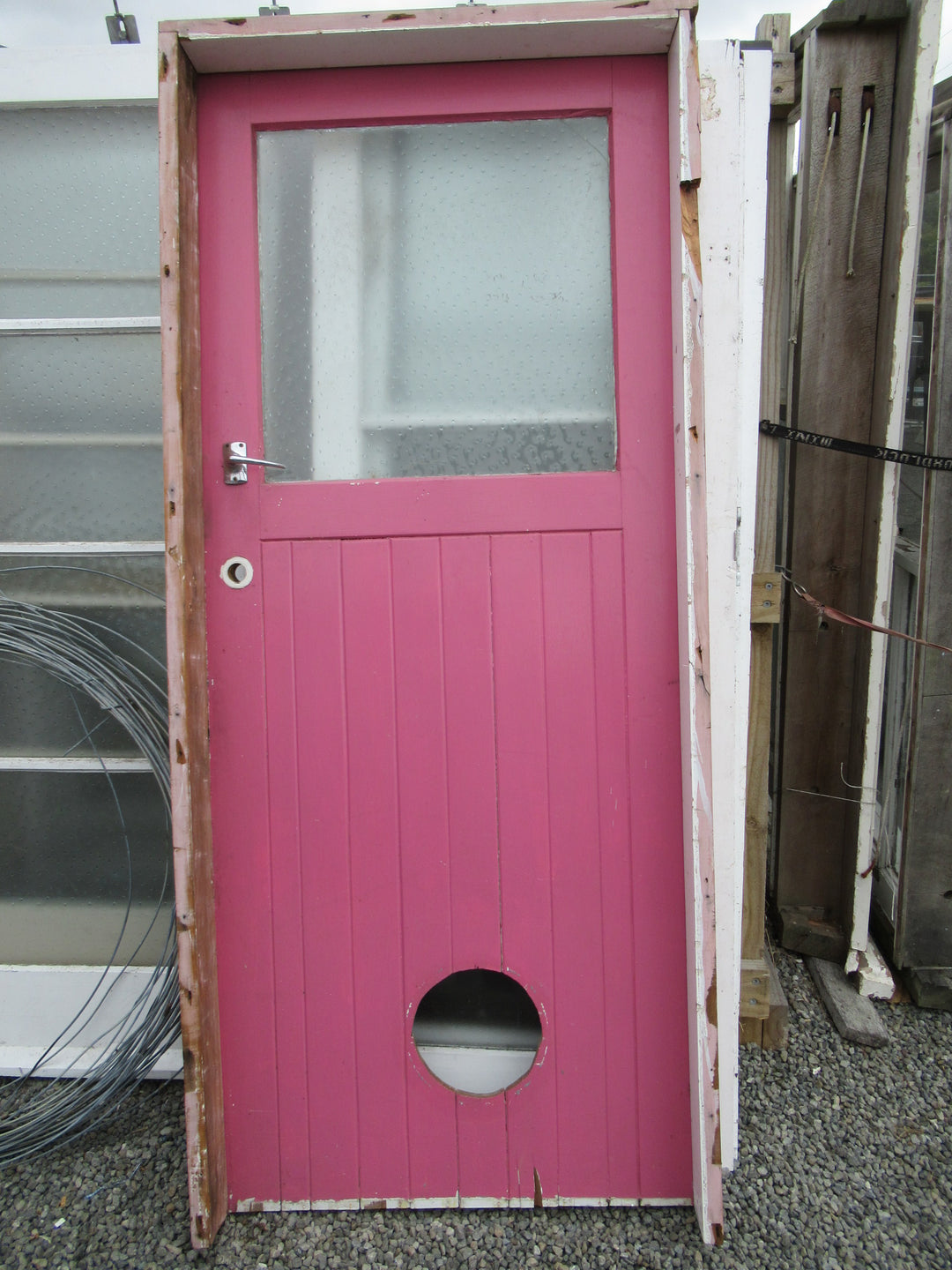1 Lite T & G Door with a Cat Flap Frame 1970H x 860W x 140D/Door 1950H x 810W