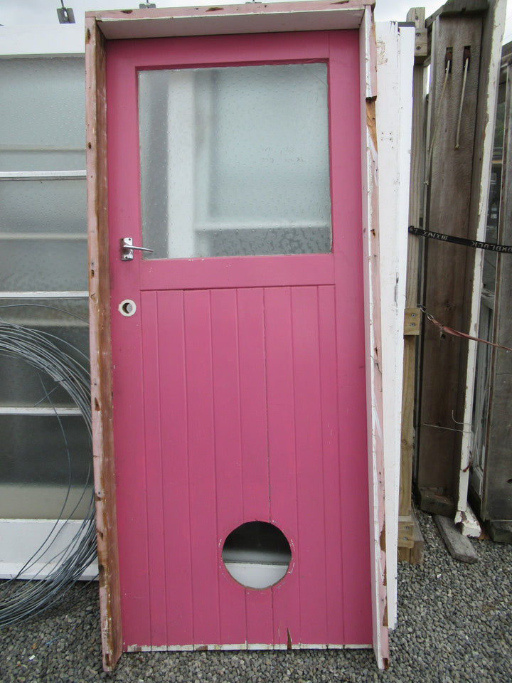 1 Lite T & G Door with a Cat Flap Frame 1970H x 860W x 140D/Door 1950H x 810W