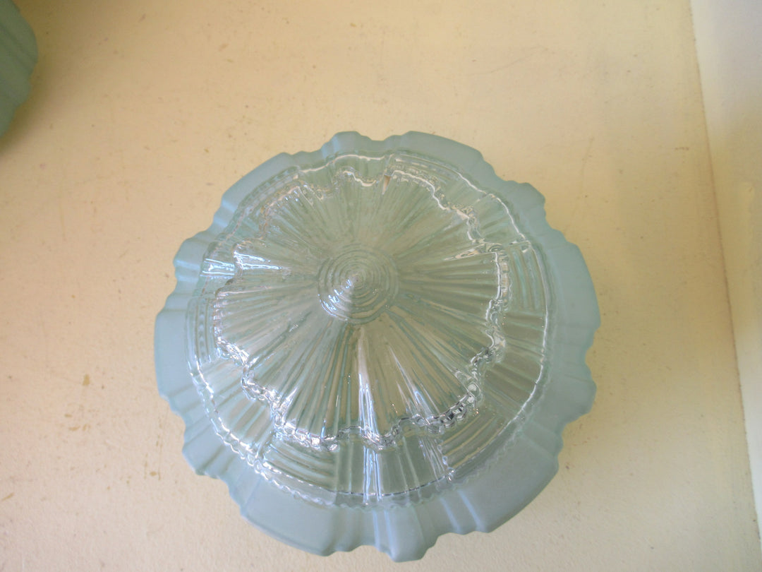 Art Deco Sea Green Shade with Glass Prism Bottom 200H x 210Dia