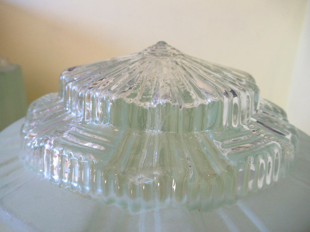Art Deco Sea Green Shade with Glass Prism Bottom 200H x 210Dia