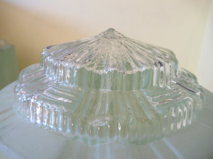 Art Deco Sea Green Shade with Glass Prism Bottom 200H x 210Dia