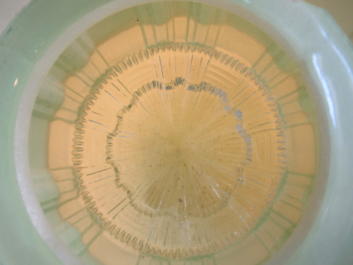 Art Deco Sea Green Shade with Glass Prism Bottom 200H x 210Dia