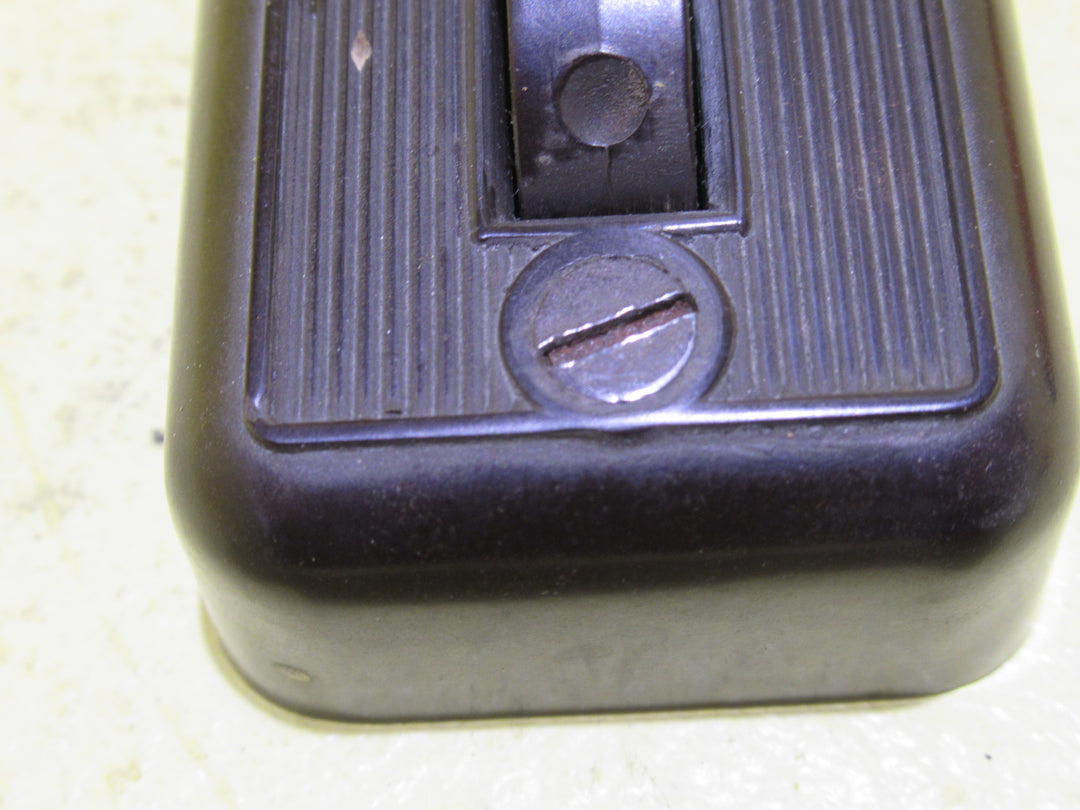 Small Brown Bakelite Rectangle Ribbed Light Switch 58H x 45W x 20D