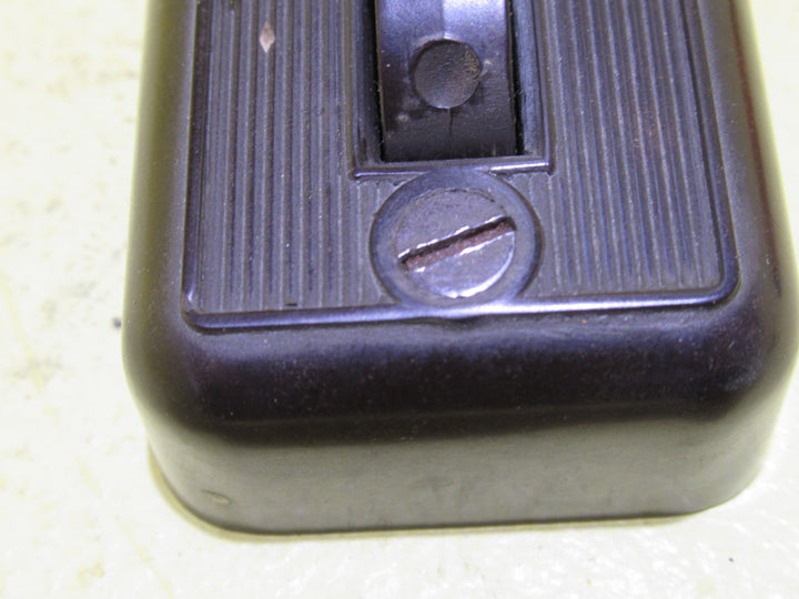 Small Brown Bakelite Rectangle Ribbed Light Switch 58H x 45W x 20D