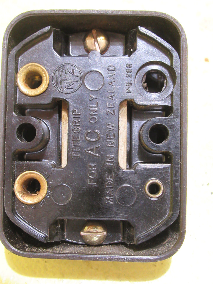 Small Brown Bakelite Rectangle Ribbed Light Switch 58H x 45W x 20D