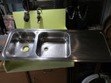 Narrow Double Kitchen Sinks with Drainer 1260L x 450W x 150D