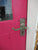 Pink 2 Lite T & G Door with Cat Flap and Frame 2090H x 870W x 175D/Door 1980H x 810W