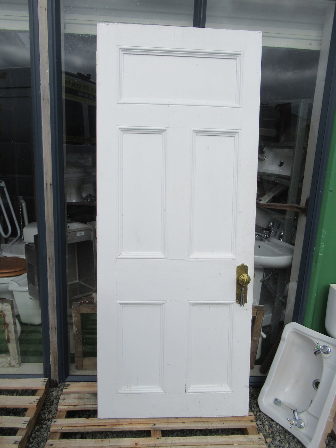 5 Panel Front Entrance Door with Side Lite, Brass Hardware and Frame 2010H x 1220W/Door 1960H x 780W