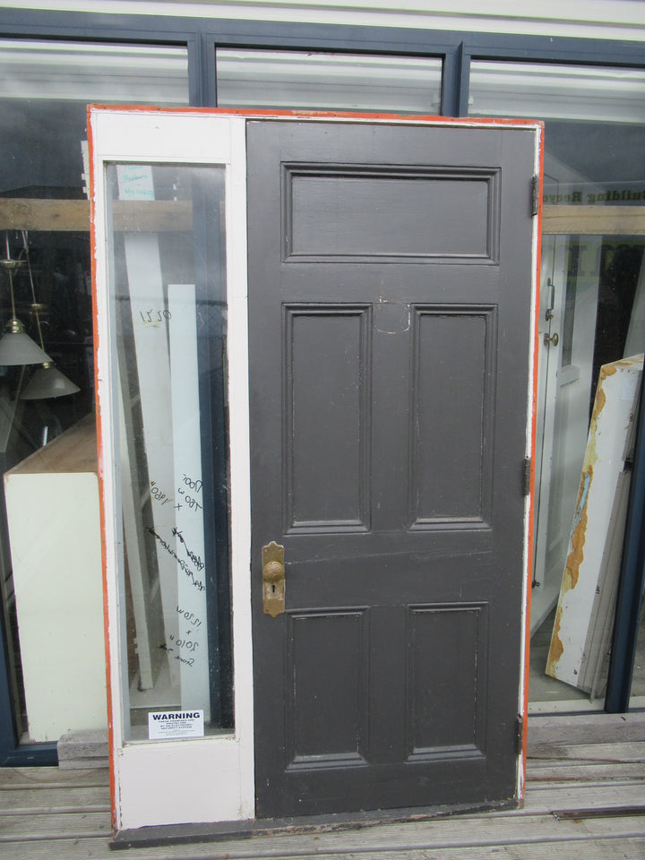 5 Panel Front Entrance Door with Side Lite, Brass Hardware and Frame 2010H x 1220W/Door 1960H x 780W