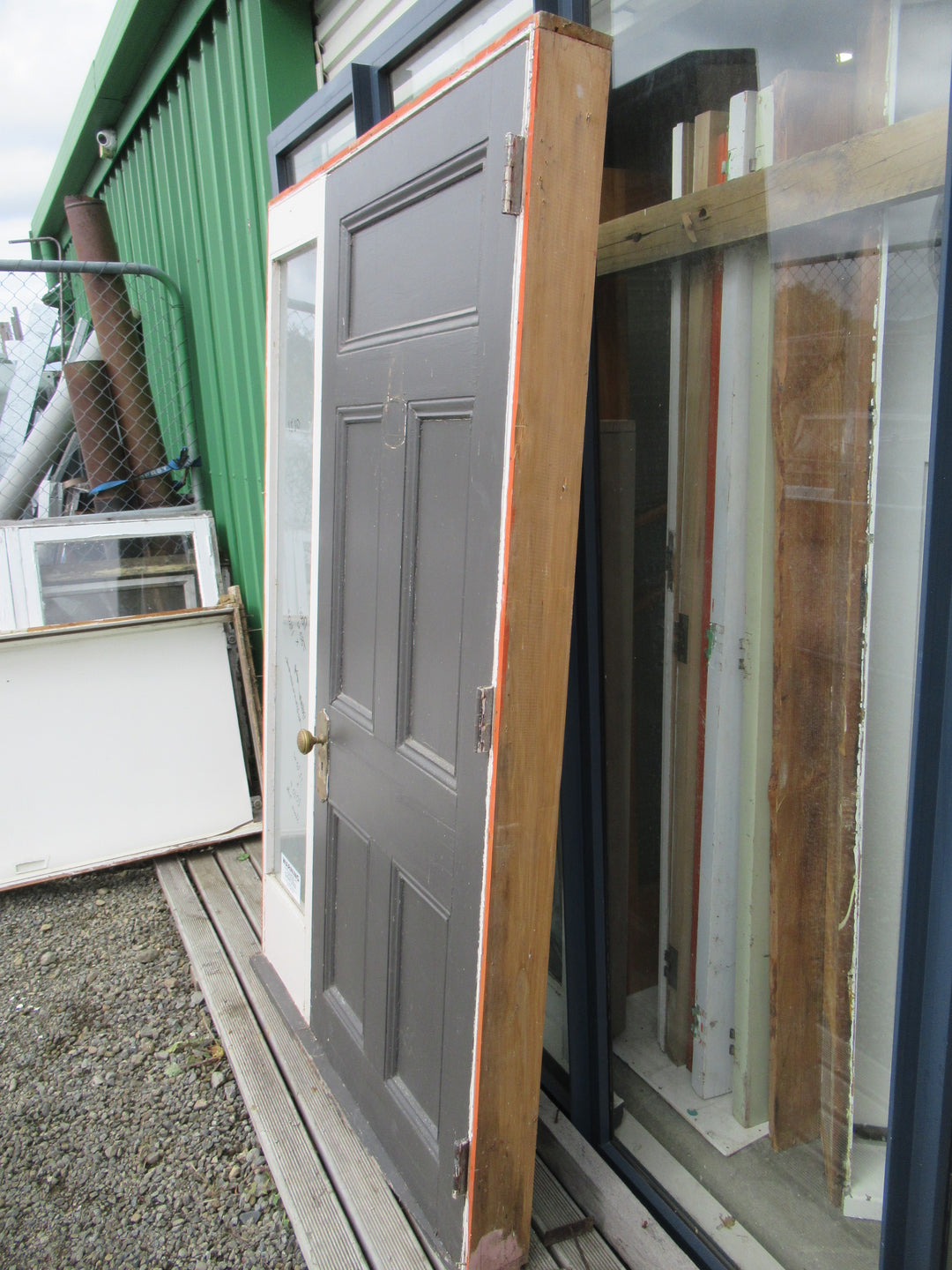 5 Panel Front Entrance Door with Side Lite, Brass Hardware and Frame 2010H x 1220W/Door 1960H x 780W