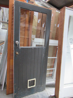1 Lite T & G Door in Frame with Side Lite Door with Key and Cat Flap 1980H x 810W