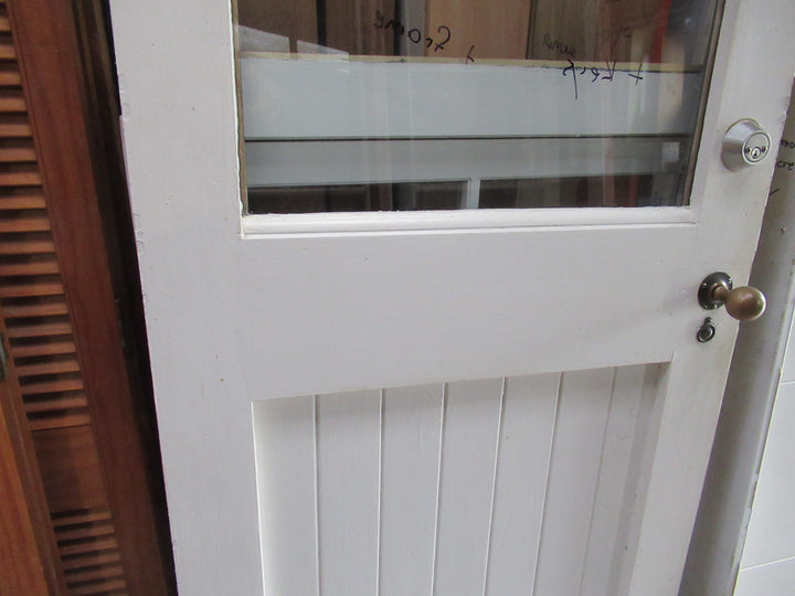 1 Lite T & G Door in Frame with Side Lite Door with Key and Cat Flap 1980H x 810W
