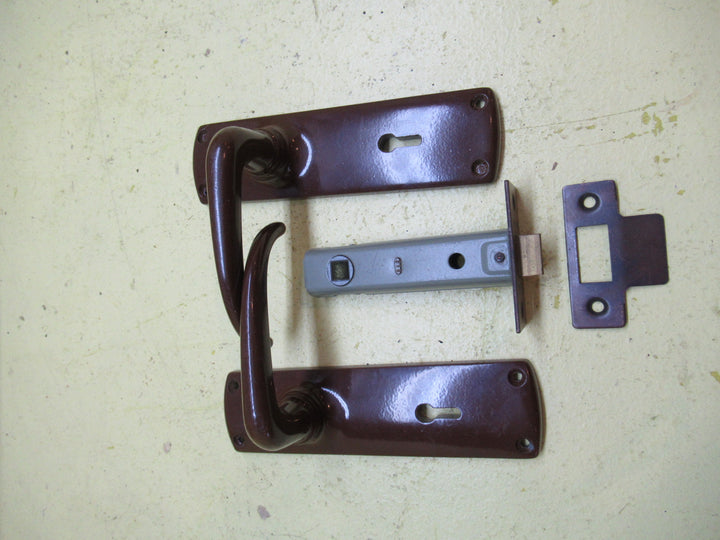 Retro Legge 397 Rectangle Long Plate Lever Brown Paint Finished Door Handle 150L x 40W/54H x 98L