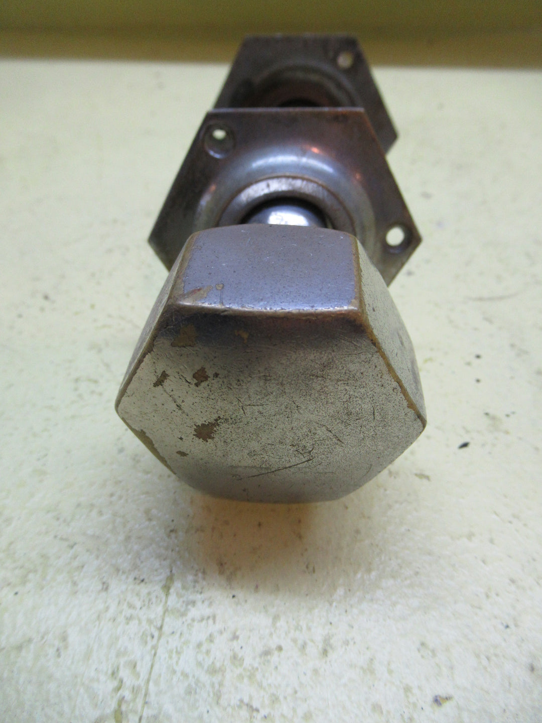 Art Deco Chrome Hexagonal Door Handle with Hexagonal Plate 40Dia x 60H/Plate 60Dia