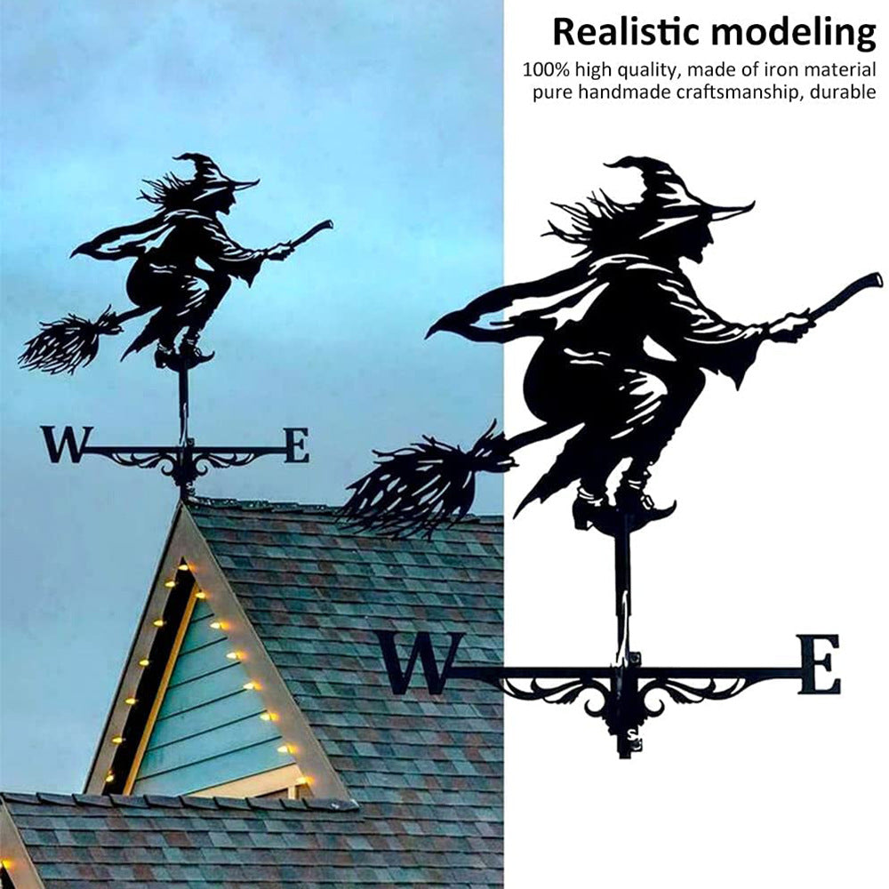 Metal Weathervane,Witch Iron Weather Vane,Sea Rover Wind Direction Indicator,Garden Outdoor Roof Decoration,