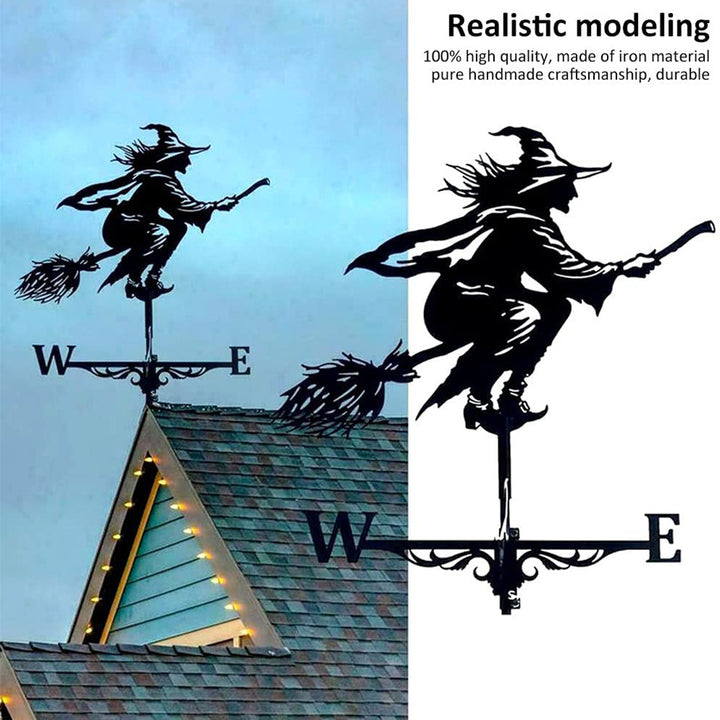 Metal Weathervane,Witch Iron Weather Vane,Sea Rover Wind Direction Indicator,Garden Outdoor Roof Decoration,