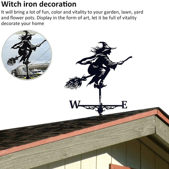 Metal Weathervane,Witch Iron Weather Vane,Sea Rover Wind Direction Indicator,Garden Outdoor Roof Decoration,